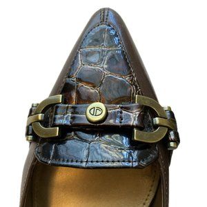 CIRCA Joan & David Brown Alligator Print Luxe Heels